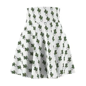 "Quirky Cactus" All-Over Polka OG Cactus High-Waist Skater Skirt