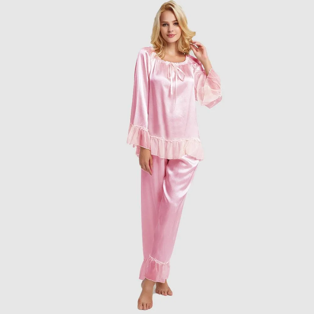 Real Silk Pajama Long Set Plus Size For Women Silk comfy loungewear