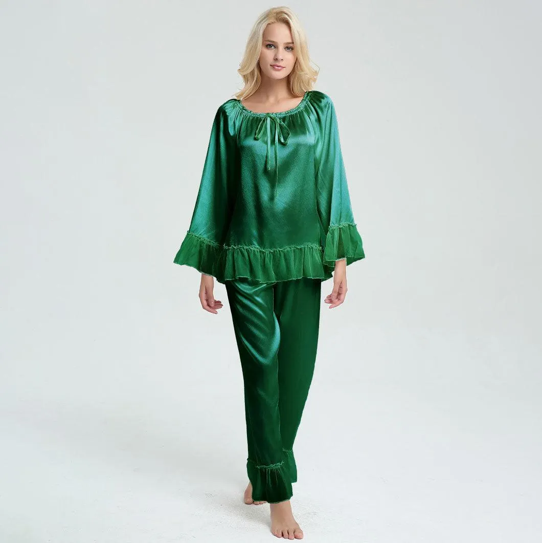 Real Silk Pajama Long Set Plus Size For Women Silk comfy loungewear