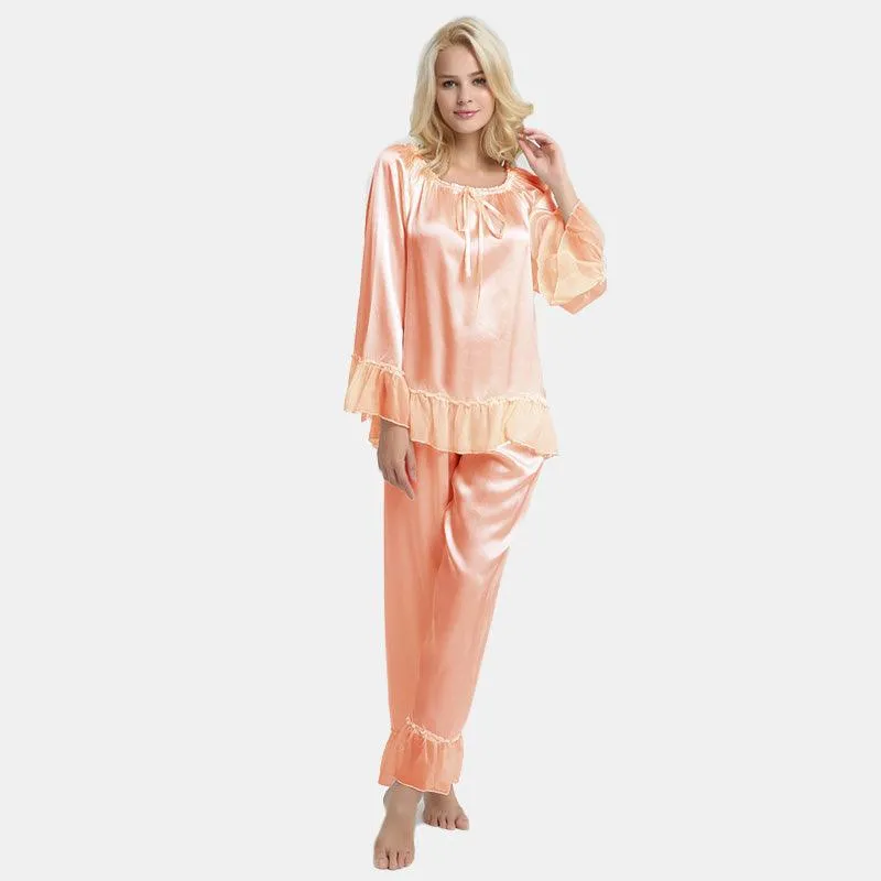 Real Silk Pajama Long Set Plus Size For Women Silk comfy loungewear