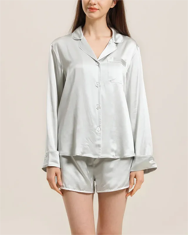 Relax Silk Shirt Shorts Pajamas Set