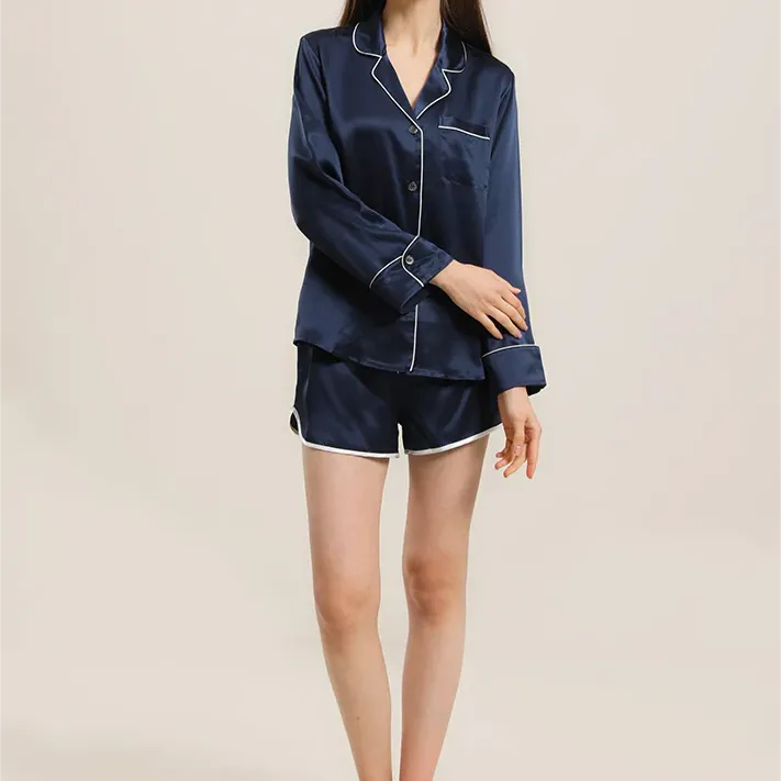 Relax Silk Shirt Shorts Pajamas Set