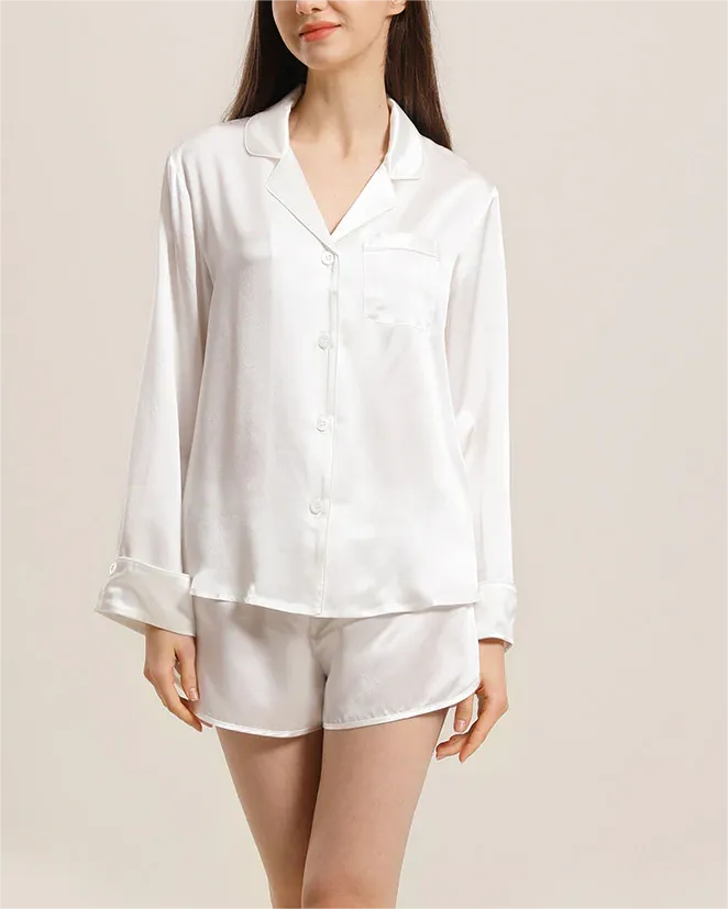 Relax Silk Shirt Shorts Pajamas Set