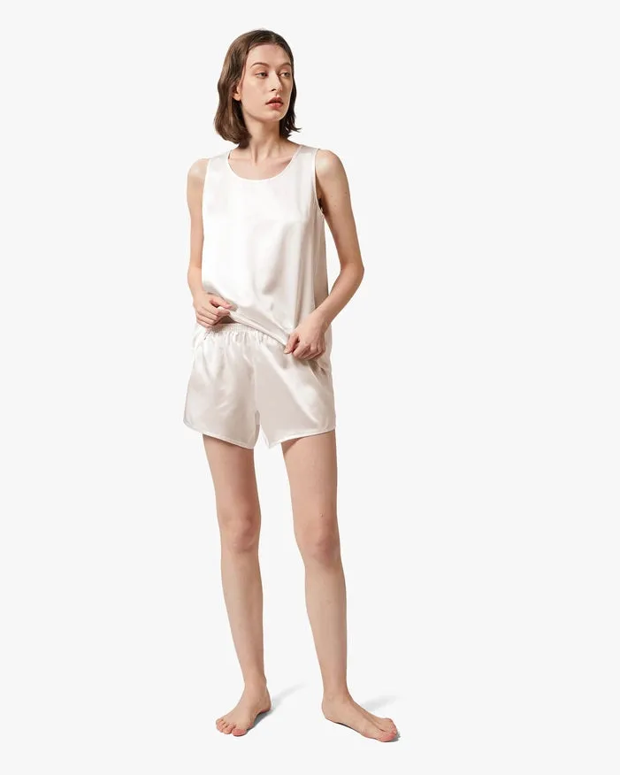 Relaxed Silk Short Pajamas Ivory