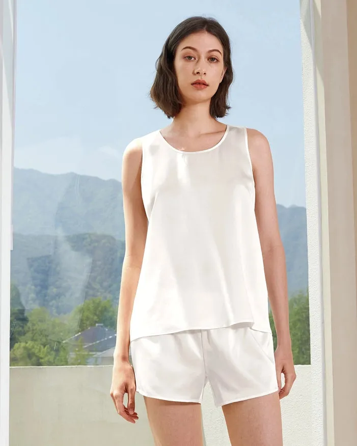 Relaxed Silk Short Pajamas Ivory