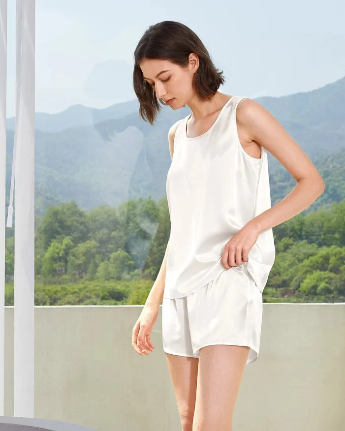 Relaxed Silk Short Pajamas Ivory