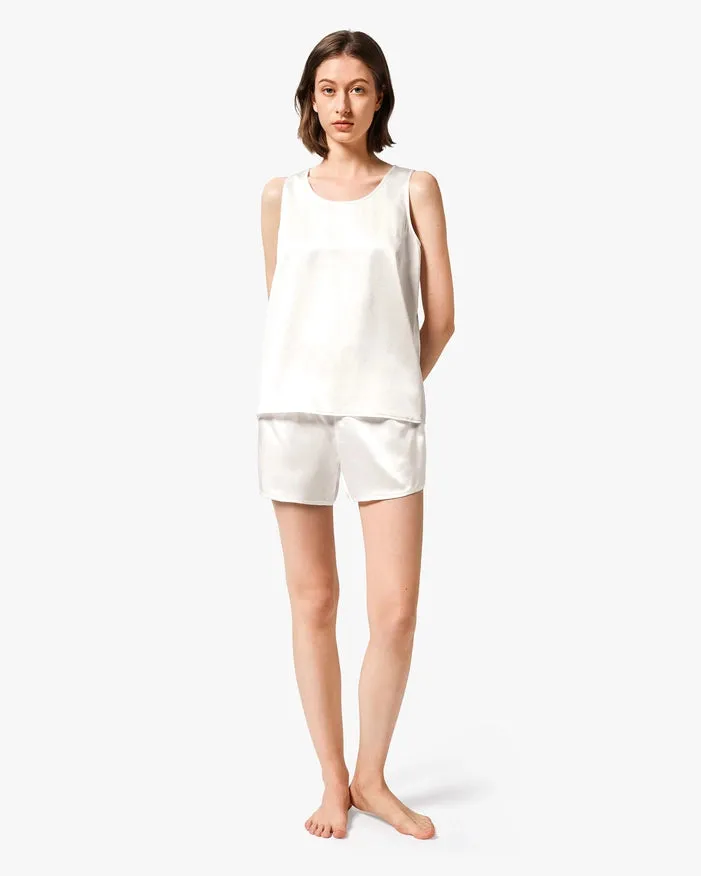 Relaxed Silk Short Pajamas Ivory