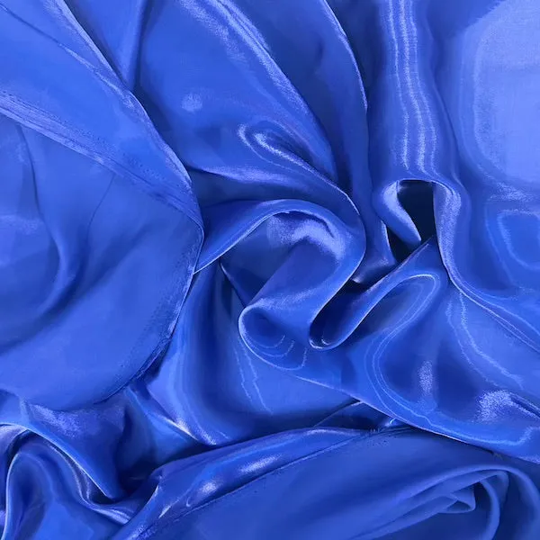 Royal Blue Crystalized Reflective Liquid Silk Chiffon Fabric