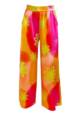 Sherbert Wide Leg Silk Pajama Pants