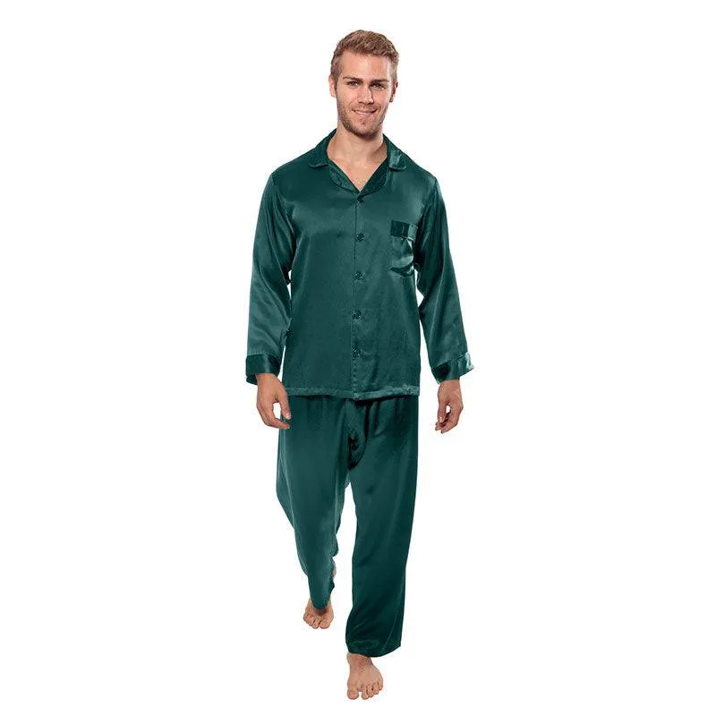 Silk Pajamas for Men 22 Momme Long Sleeve Lounge Soft Comfortable 100% Real Silk Pajamas Set