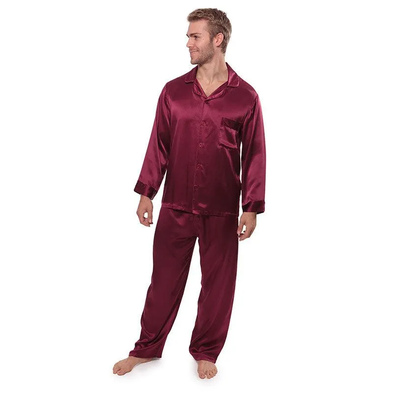 Silk Pajamas for Men 22 Momme Long Sleeve Lounge Soft Comfortable 100% Real Silk Pajamas Set