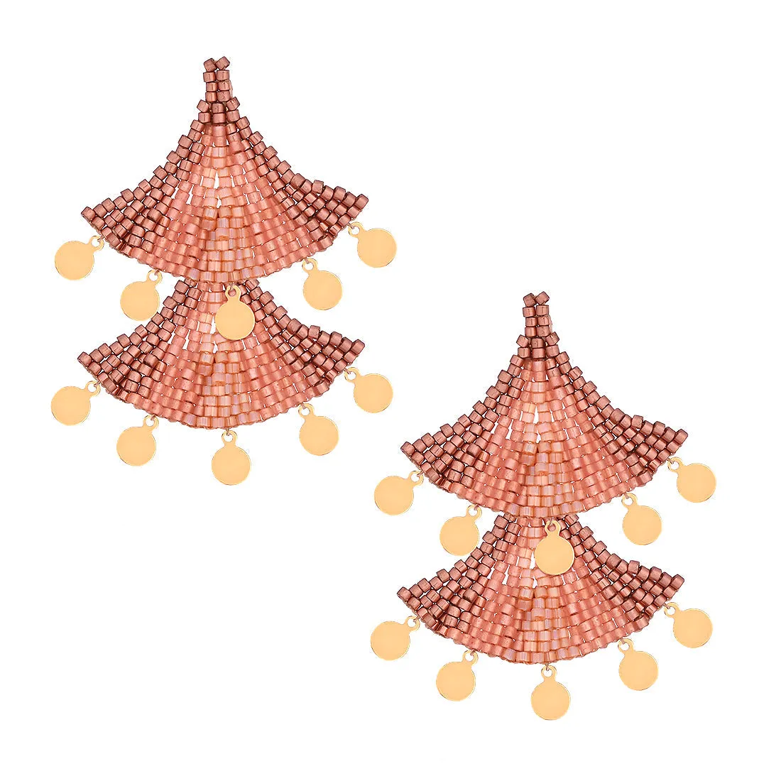 Stud earrings in beaded sevillana skirt design