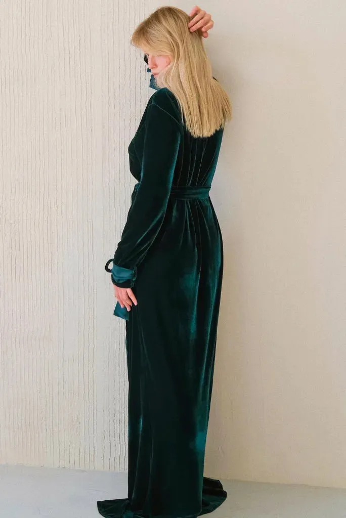 Stylish Teal Green Velvet Robe for Women, Velvet Robe for Brides and Bridesmaid