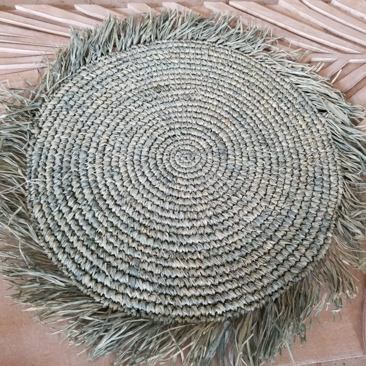 Summer Green Straw Grass Placemat with Fringe