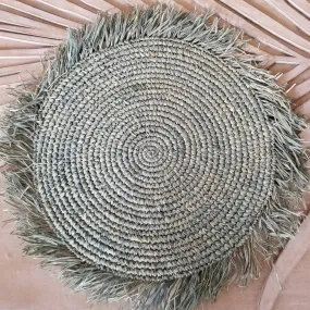 Summer Green Straw Grass Placemat with Fringe