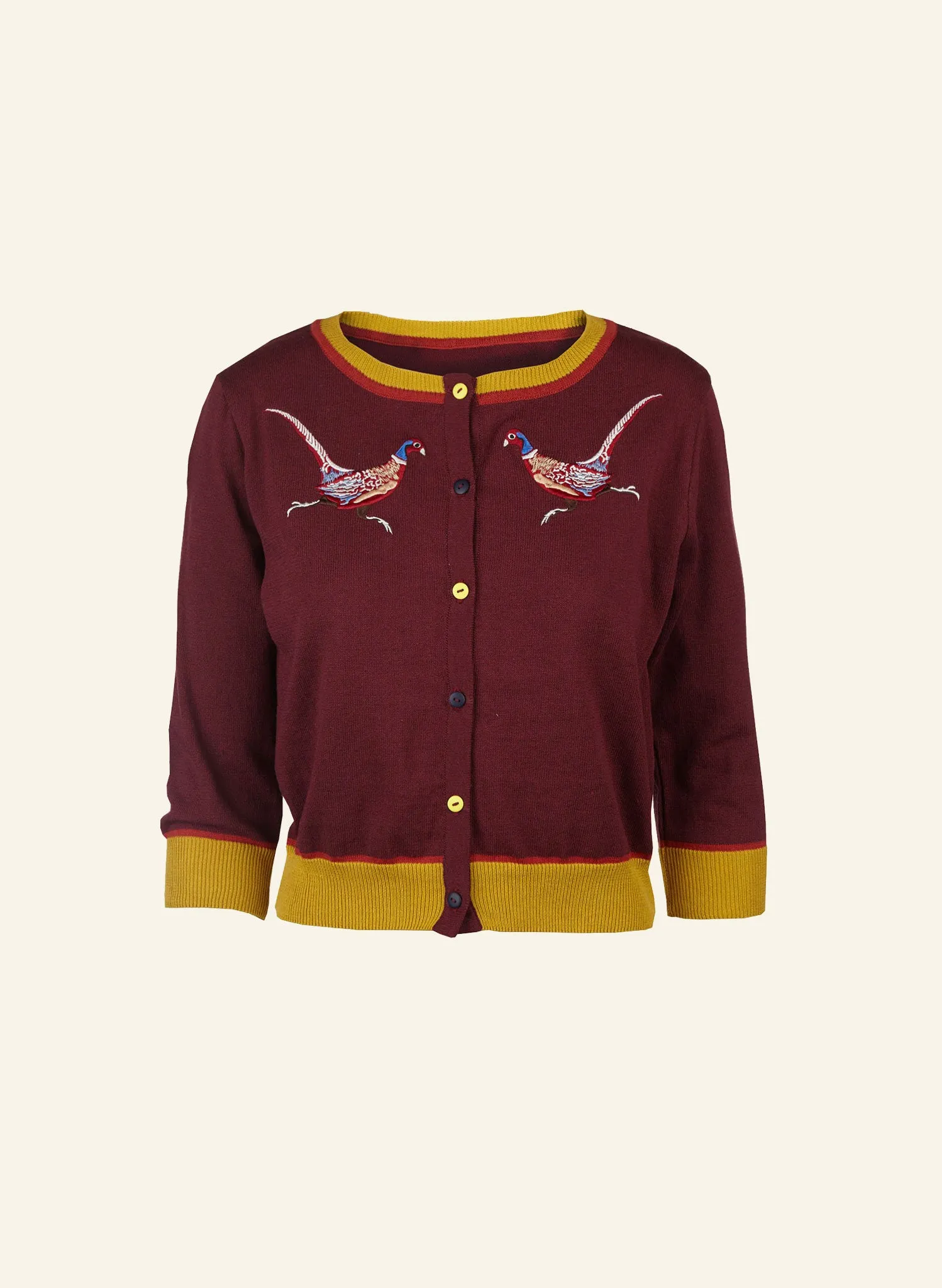 Vera Embroidered Cardigan - Plum Pheasant