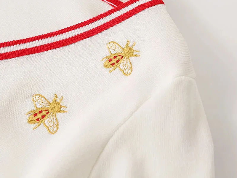 Women Bee-Embroidered Cardigan