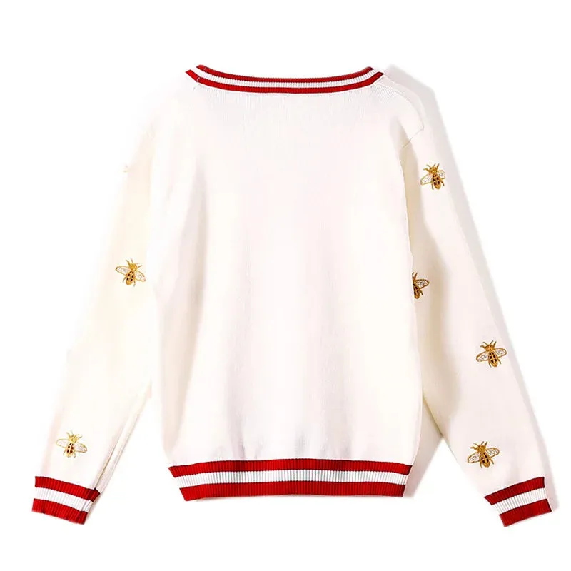 Women Bee-Embroidered Cardigan