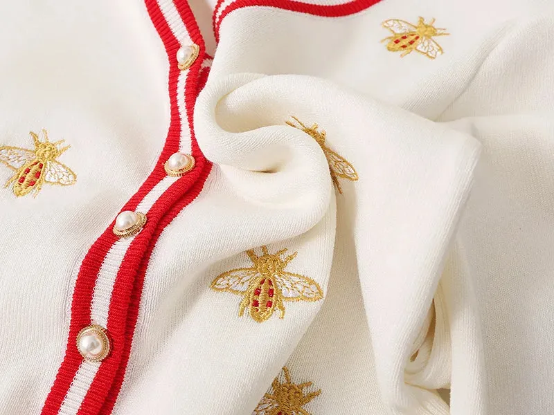 Women Bee-Embroidered Cardigan