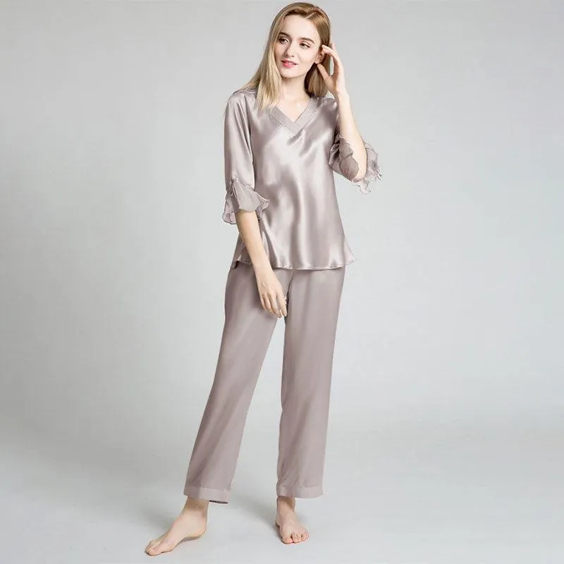 Women's 100% Silk Pajama Set Luxury Half-sleeved Silk Pajama Set For Women