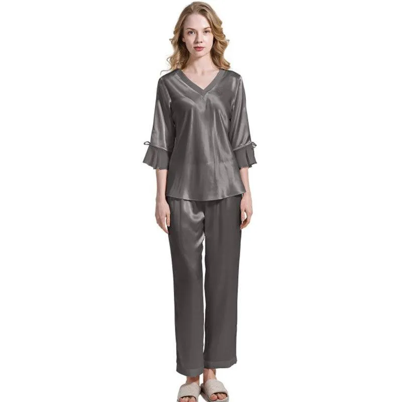 Women's 100% Silk Pajama Set Luxury Half-sleeved Silk Pajama Set For Women