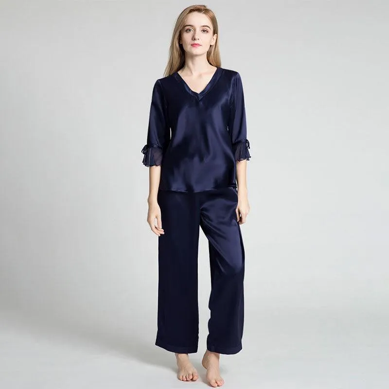 Women's 100% Silk Pajama Set Luxury Half-sleeved Silk Pajama Set For Women