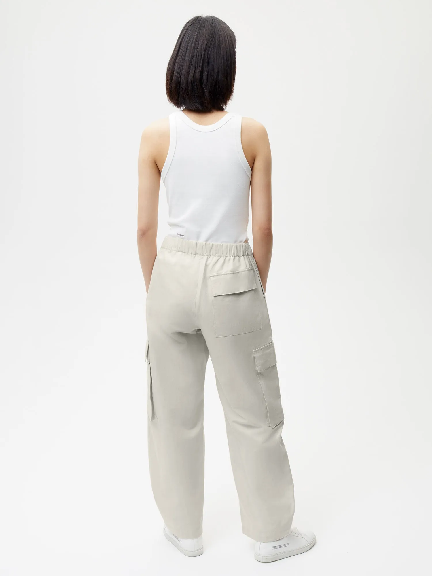 Womens Organic Cotton Linen Cargo Pants—limestone