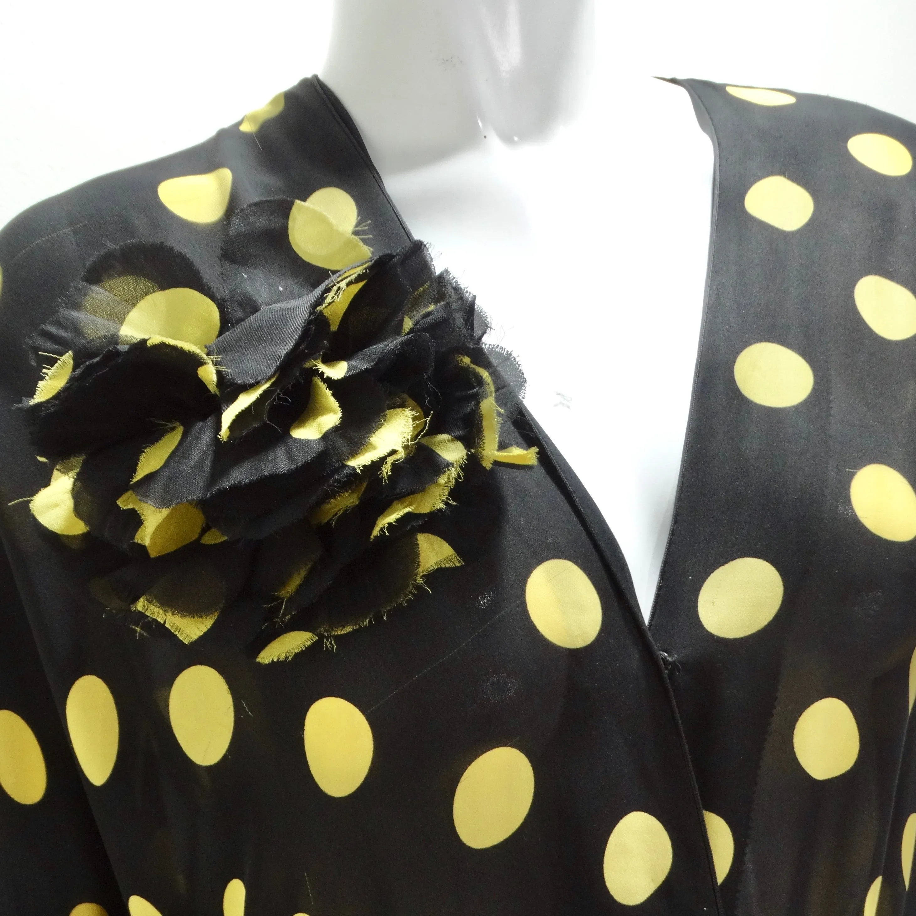 Yves Saint Laurent 1980s Polka Dot Dress & Brooch Set