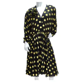 Yves Saint Laurent 1980s Polka Dot Dress & Brooch Set