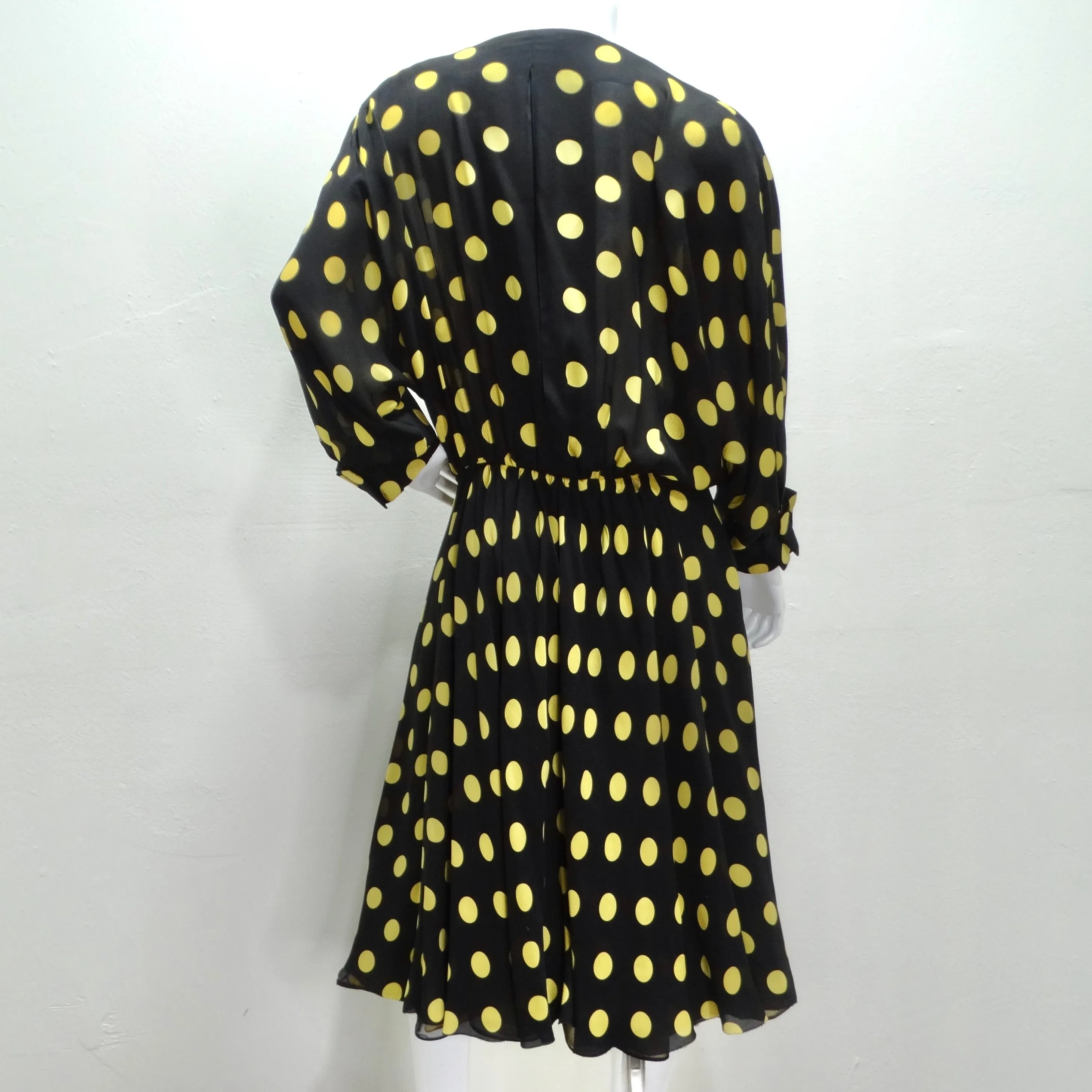 Yves Saint Laurent 1980s Polka Dot Dress & Brooch Set