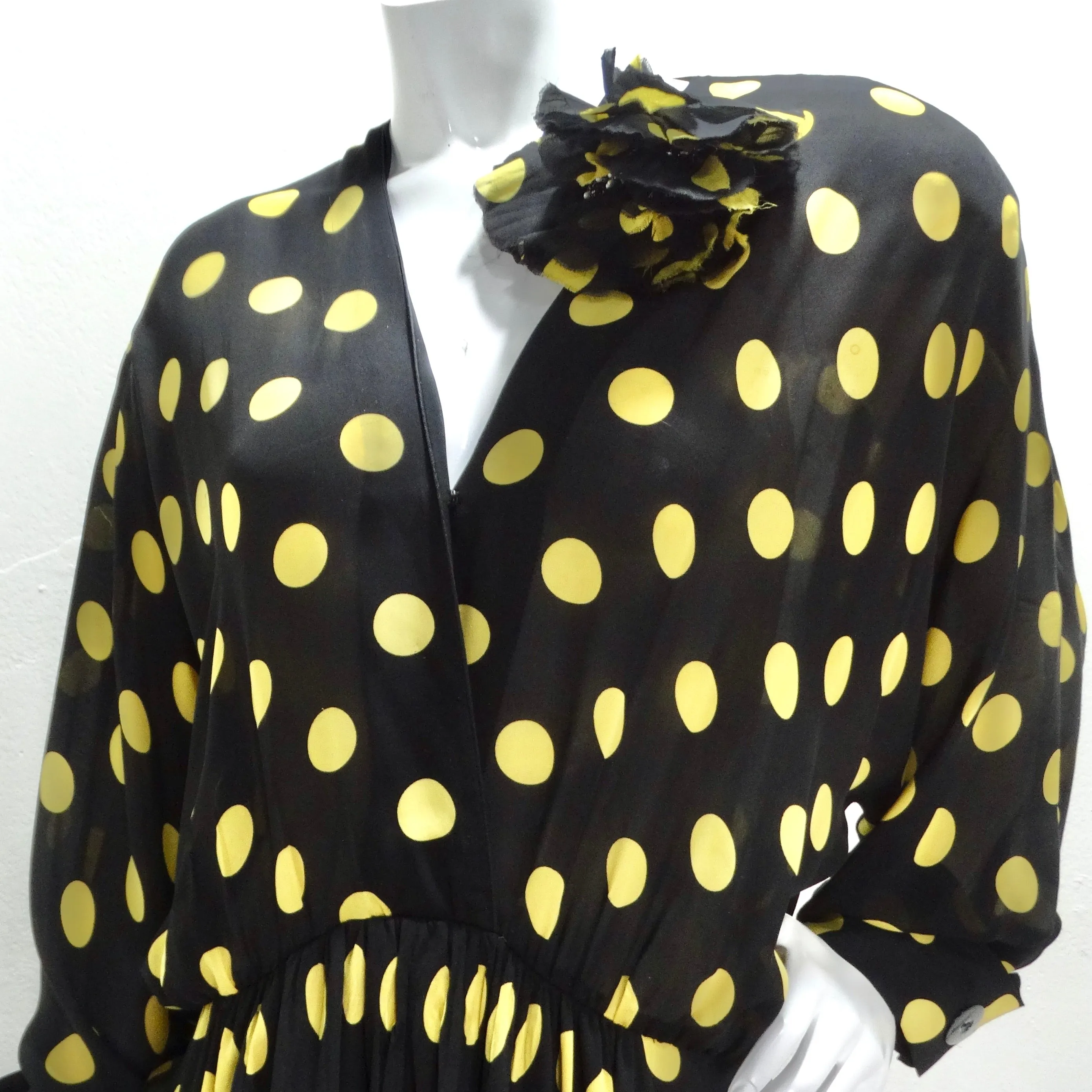 Yves Saint Laurent 1980s Polka Dot Dress & Brooch Set